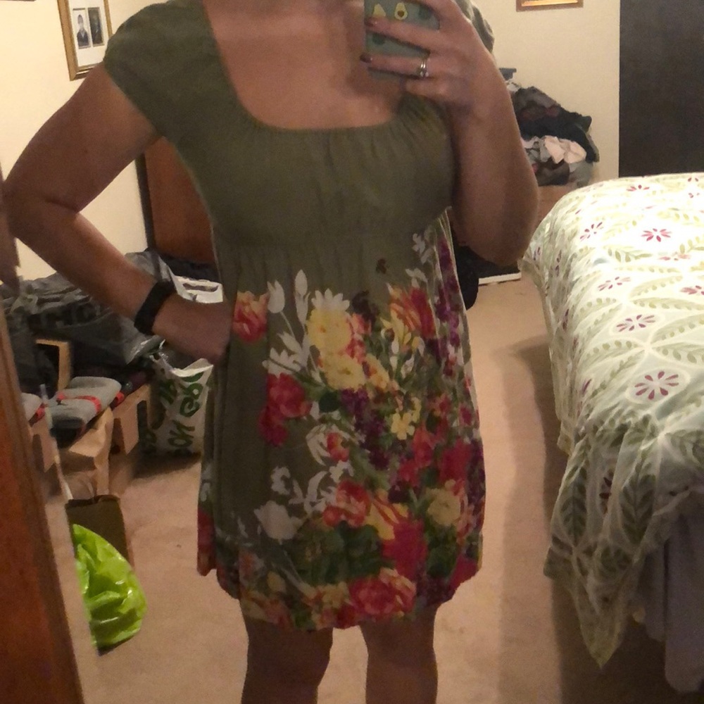 Floral green sun dress